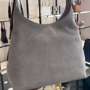 Kate Spade 454 Suede Large Shoulder Bag In Hare Grey NWT